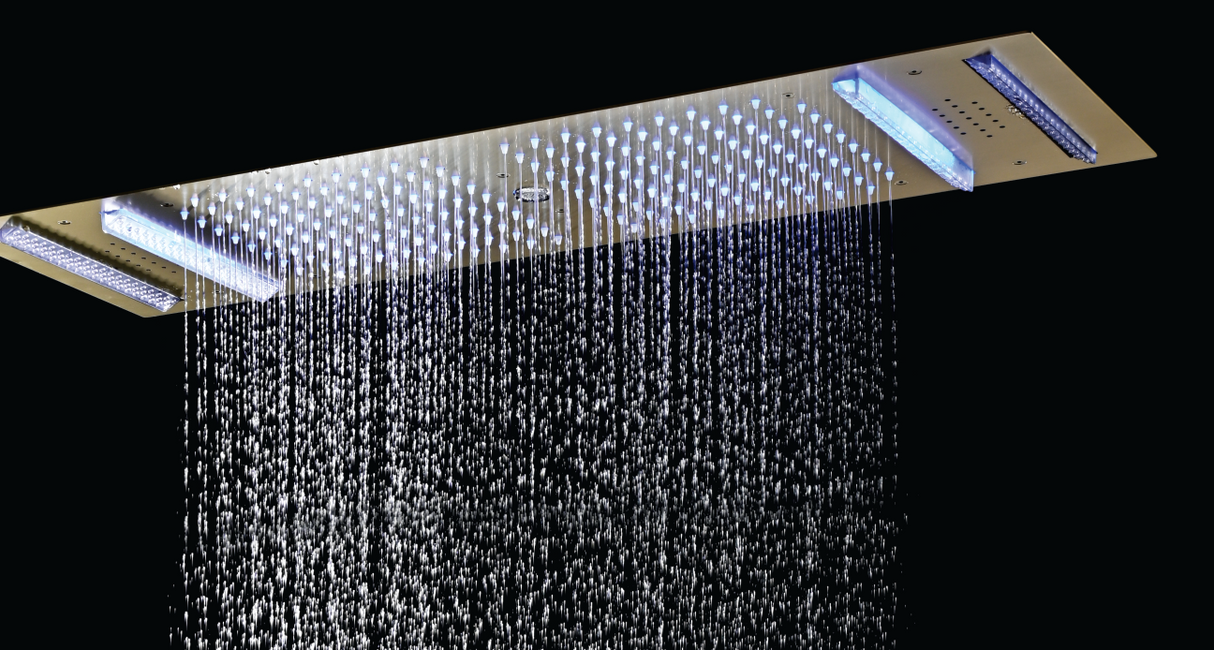 HYDRA LED CEILING SHOWER 4 FLOW WITH INST KIT - LUXELET - ( ROSS GOLD BRUSHED - MIK - 900x300 mm - 36inchX12inch )