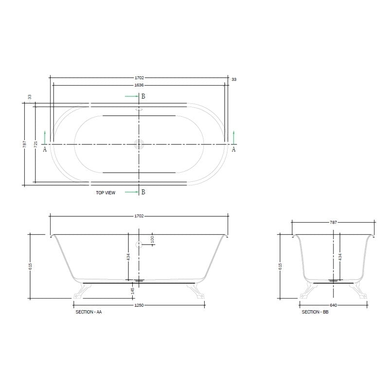 FREE STAND BATH TUB W/WASTE &GLD.OVRFLOW - JAQUAR WELLNESS - ( WHITE - QUEENS - 1702x787 mm - 68inchX31inch )