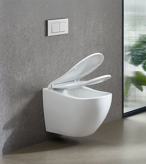 GENERATION 3 RELAX MODE RIMLESS TORNADO QUIET SWIRL FLUSHING WALL-HUNG WC WITH SOFT-CLOSE UF SLIM SEAT COVER ERGONOMICALLY SEAT - AQUANT - ( WHITE - - 520x360x360 mm - 20.8inchX14.4inchX14.4inch )