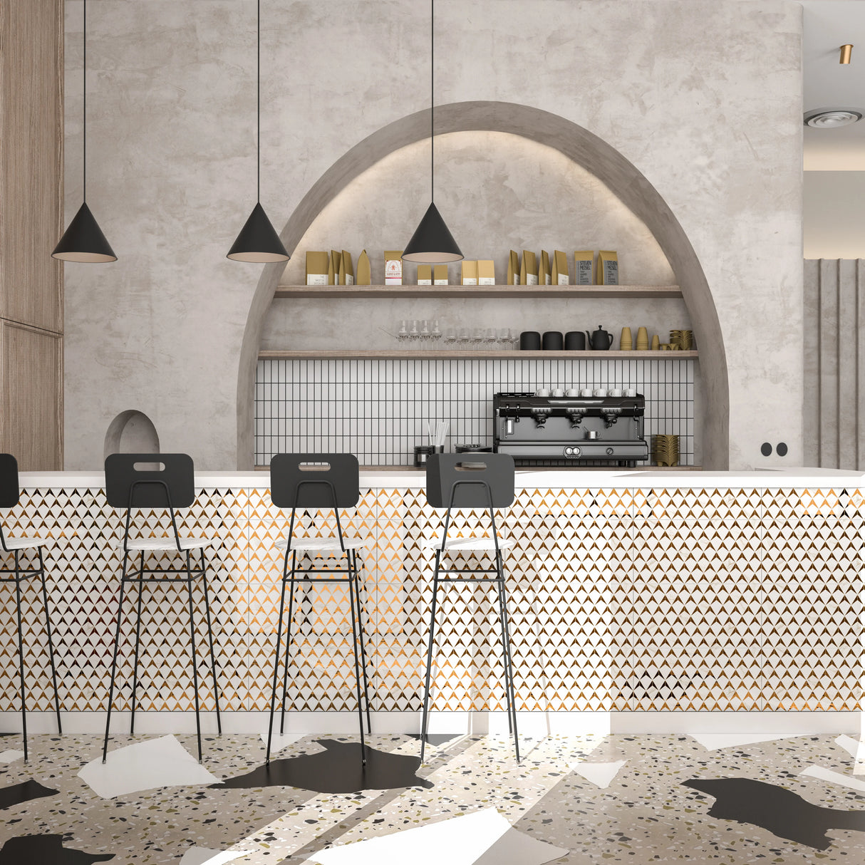 5012 WHITE & GOLD HL - CHINA TILES - ( - - 600x300 mm - 24inchX12inch )