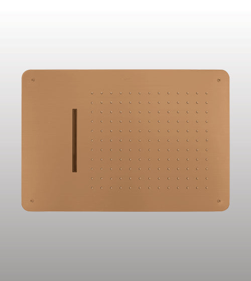 CONC CEILING MOUNTED SHOWER 2 FUN RAIN & WATERFALL W/INSTAL KIT FOR FALSE CEILING - AQUANT - ( BRUSHED ROSE GOLD - - 580x480 mm - 23.2inchX19.2inch )