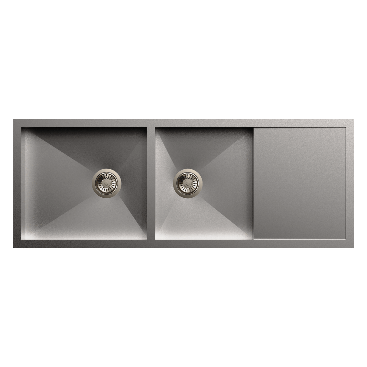 2 BOWL W/SMALL DRAINBOARD(DEPTH 8INCH) THK 1MM - CARYSIL -  ( MATT - QUADRO - 1321x500 mm - 52inchX20inch )
