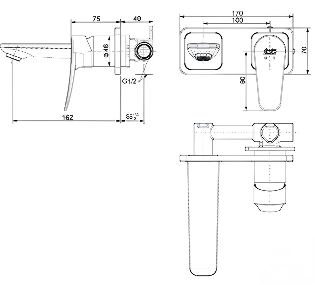 W/MOUNTED BASIN MIXER SET - AMERICAN STANDARD -  ( CHROME - MILANO - 0x15 mm - 0inchX0.5inch )