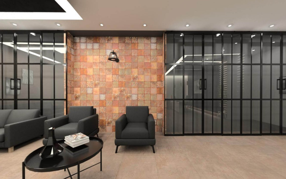 TRIVIA RUST  MATT  - SIMPOLO-TILES- (  - TINY TILE MATT - 198x198 mm - 7.8inchX7.8inch )