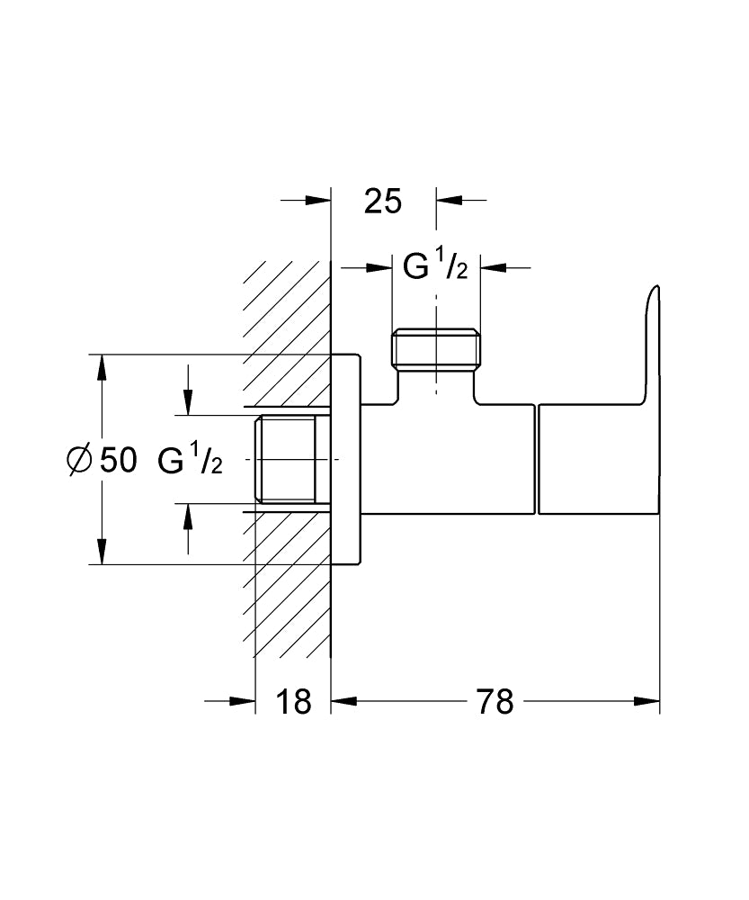 BAULOOP ANGLE VALVE 1/2INCH X 1/2INCH - GROHE-G2 - ( CHROME - G2 - BAUCOSMOPOLITAN - 0x15 mm - 0inchX0.6inch )