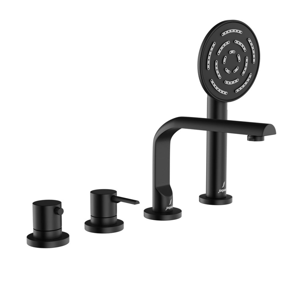 4-HOLE THERMOSTATIC BATH & SHOWER MIXER, DECK MOUNTED - JAQUAR FAUCETS - ( BLACK MATT - FLORENTINE PRIME - 0x15 mm - 0inchX0.5inch )