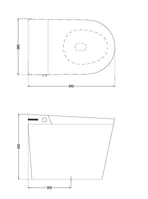 EWC AUTOMATE IMPERIAL ONE PIECE (S-300)W/SC - ( STAR WHITE - AUTOMATE IMPERIAL - 590x380 mm - 23.6inchX15.2inch )