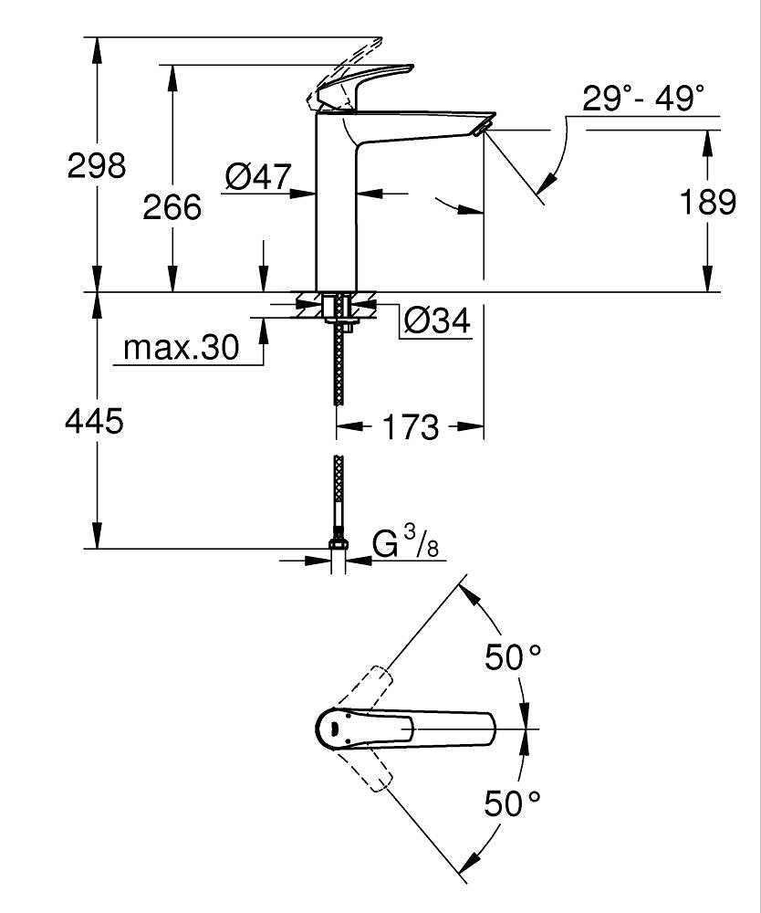 EUROSMART 2021 SINGLE LEVER BASIN MIXER W/O POP-UP,XL SIZE - GROHE - ( CHROME - G3 - EUROSMART - 0x0 mm - 0inchX0inch )