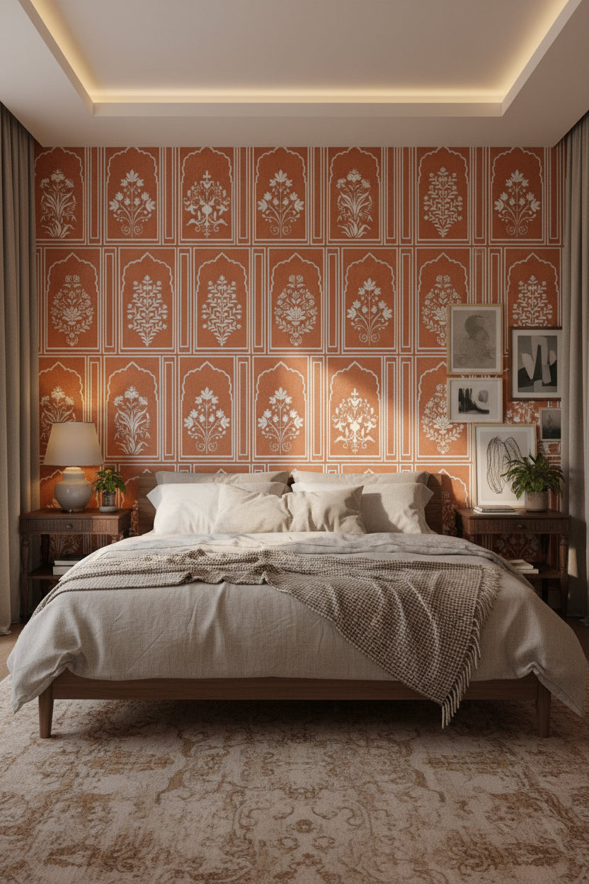 AREBIC RED FLOWER DECOR HL - INDIAN TILES - ( - CRIST DECOR - 1200x600 mm - 48inchX24inch)