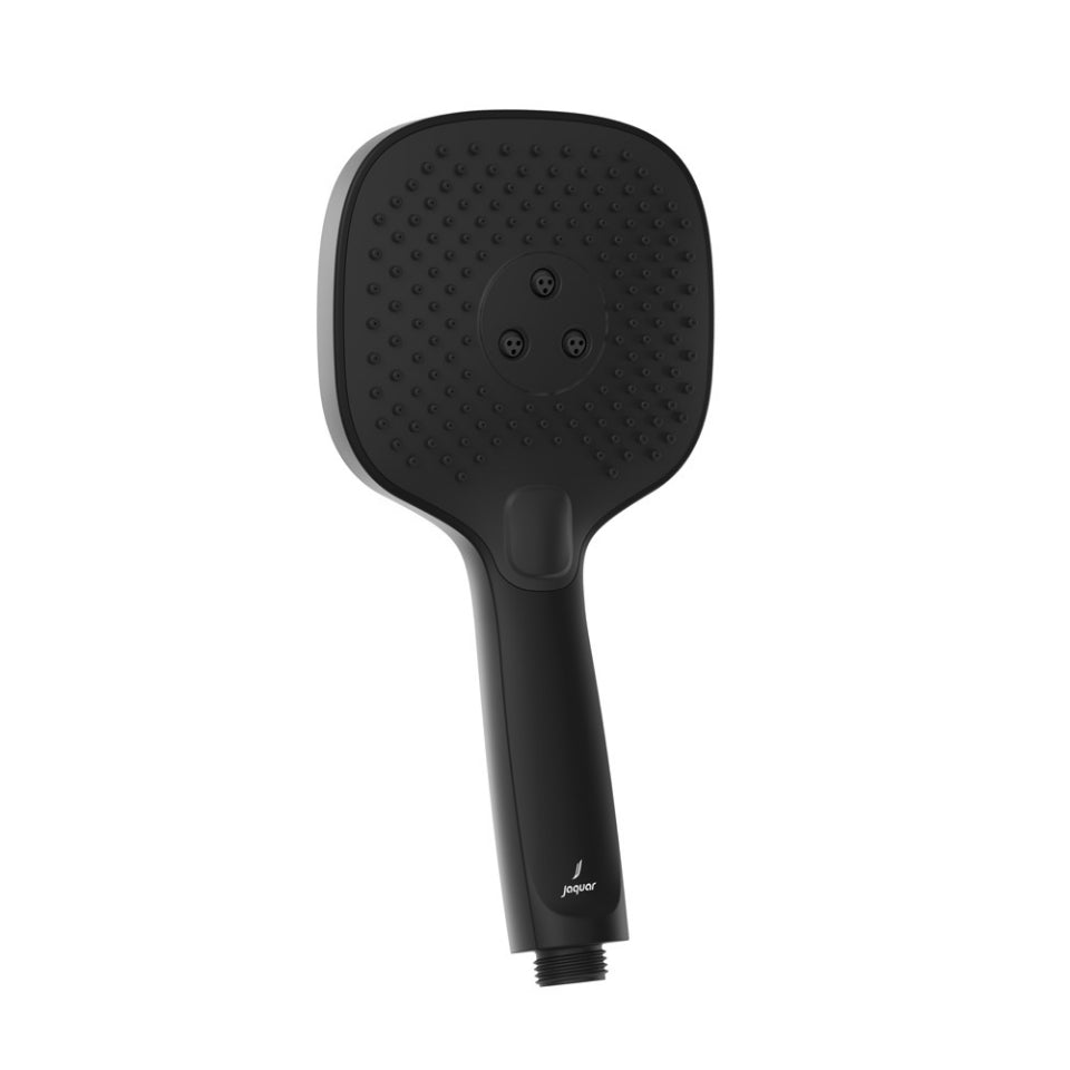 OCTANE ROTOR HAND SHOWER SQUARE SHAPE TRIFLOW (CALM RAIN, INTENSE RAIN & VORTEX MASSAGE SPRAY) ABS BODY WITH RUBIT CLEANING SYSTEM - JAQUAR FAUCETS - (BLACK MATT - OCTANE SHOWERS - 0x15 mm - 0inchX0.5inch)