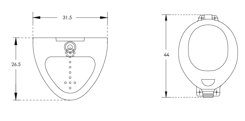 URINAL FB SMALL TOP INLET &BOTTOM OUTLET - HINDWARE -  ( STAR WHITE -  - 440x265 mm - 17.6inchX10.6inch )