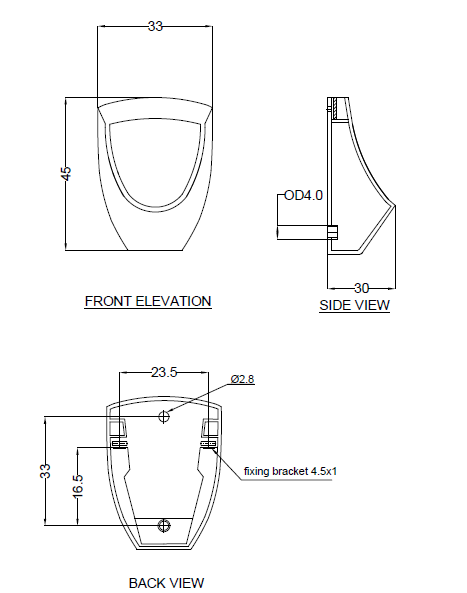 (PRUN) CORTO STANDARD URINAL TOP INLET - HINDWARE -  ( STAR WHITE -  - 330x300x450 mm - 13.2inchx12inchx18inch )