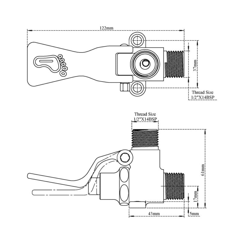 FOOT OPRATED TAP W/1200MM HOSE & SPOUT - VIKING - ( POLISHED CHROME - - 0x15 mm - 0inchX0.6inch )