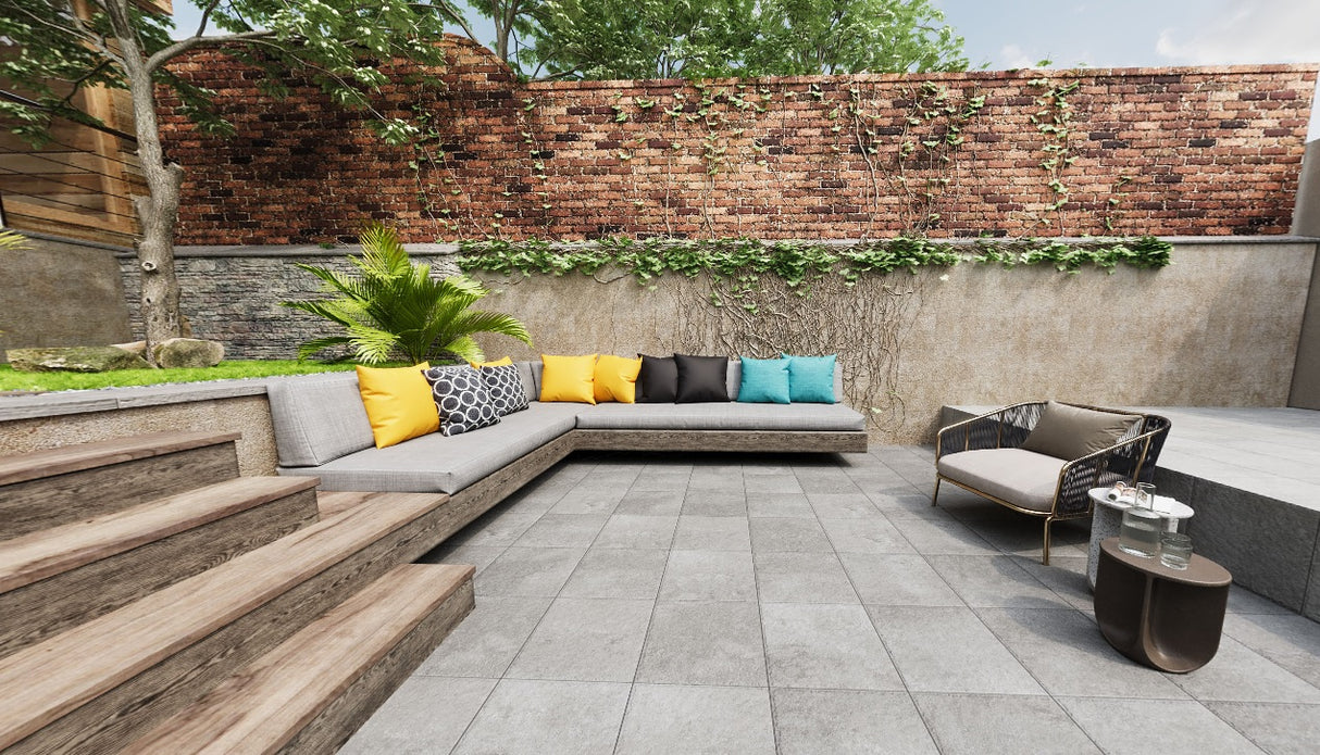 METEOR STEEL MATT - SIMPOLO-TILES -  (  - ROCK DECK-MATT - 400x400x12 mm - 16inchX16inchX0.48inch )