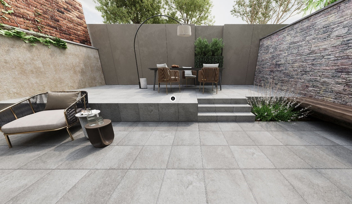 METEOR STEEL MATT - SIMPOLO-TILES -  (  - ROCK DECK-MATT - 400x400x12 mm - 16inchX16inchX0.48inch )