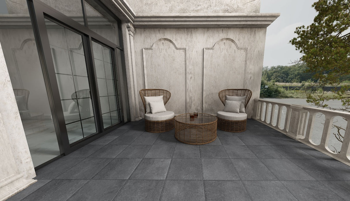 METEOR NERO MATT - SIMPOLO-TILES -  (  - ROCK DECK-MATT - 400x400x12 mm - 16inchX16inchX0.48inch )