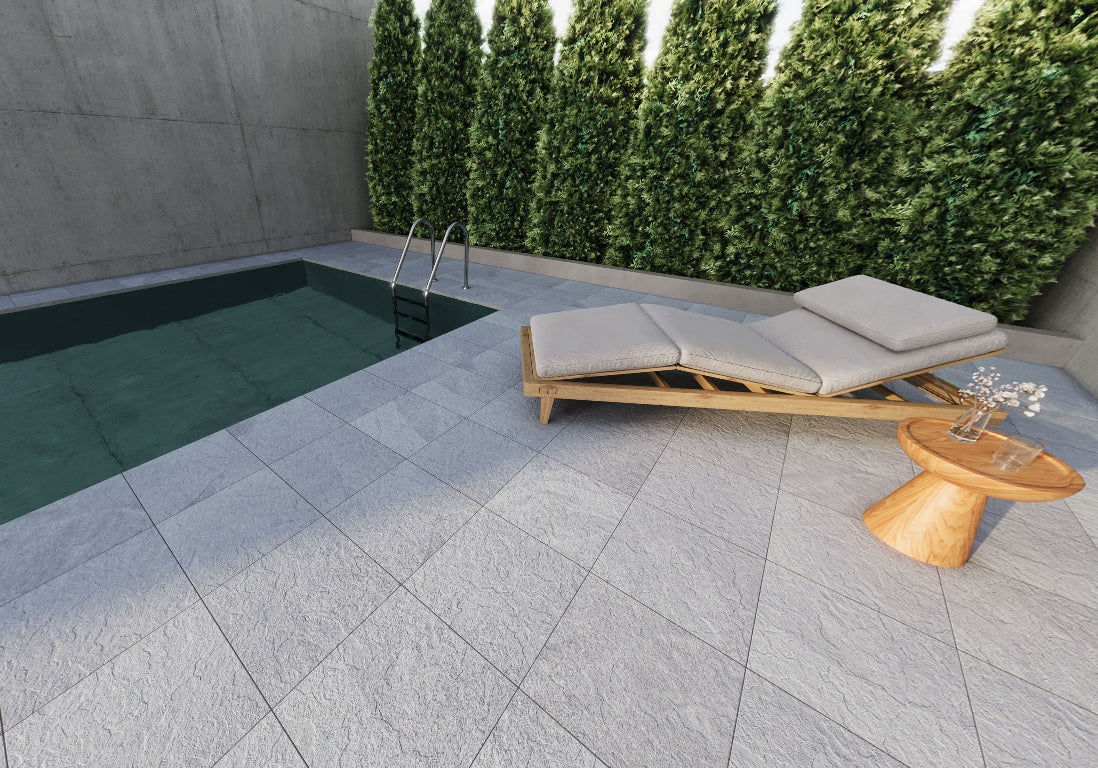 CANNON SILVER MATT - SIMPOLO-TILES -  (  - ROCK DECK-MATT - 400x400x12 mm - 16inchX16inchX0.48inch )
