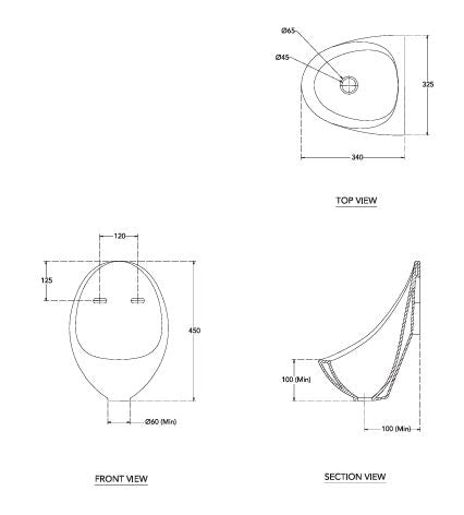 SMALL IDEAL STANDARD URINAL - HINDWARE - ( WHITE - SQUATTING PANS - 335x325 mm - 13.4inchX13inch )