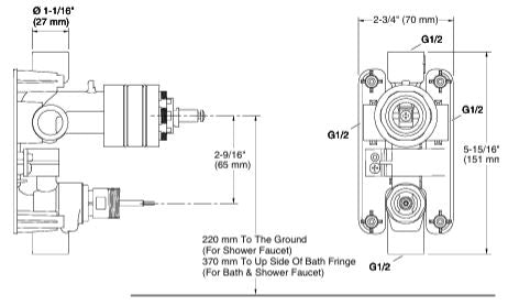 AQUA TURBO 235 MANUAL VALVE WITHOUT SLEEVE & BUTTON - KOHLER POPULAR - ( - POPULAR - 0x0 mm - 0inchx0inch )