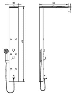 SS SHOWER PANEL MULTI FLOW - AQUANT - ( MATT FINISH - RETRO - 1420x180 mm - 56.8inchX7.2inch )