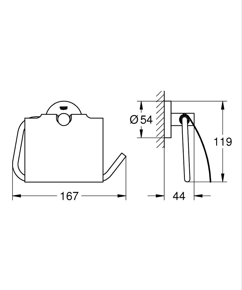ESSENTIALS TOILET PAPER HOLDER WITH COVER - GROHE - ( BRUSHED COOL SUNRISE - G5 - ESSENTIALS - 0x0 mm - 0inchX0inch )
