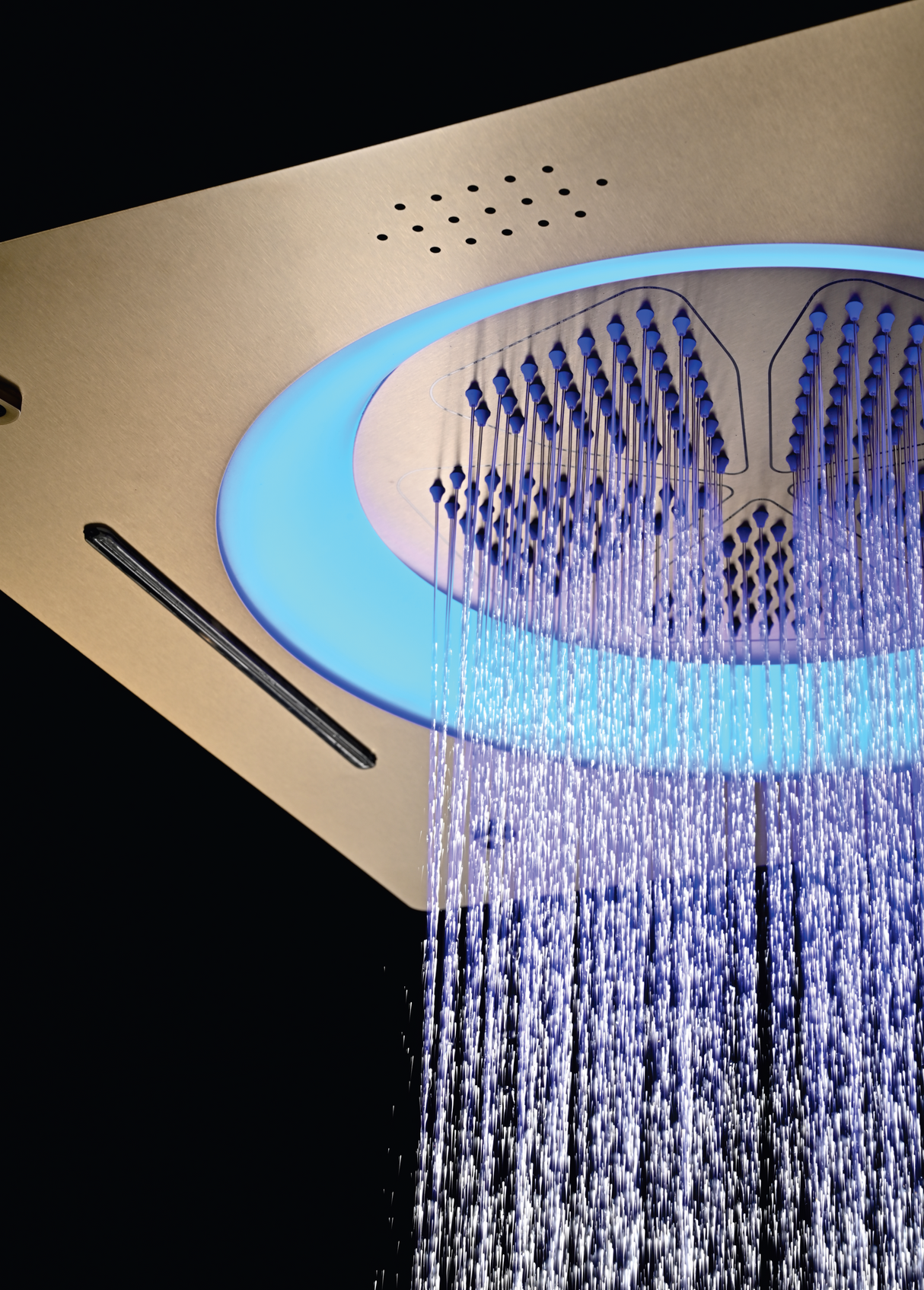 HYDRA LED CEILING SHOWER 3 FLOW WITH INST KIT - LUXELET - ( BRUSHED BRONZE - TIBO - 550x500 mm - 22inchX20inch )