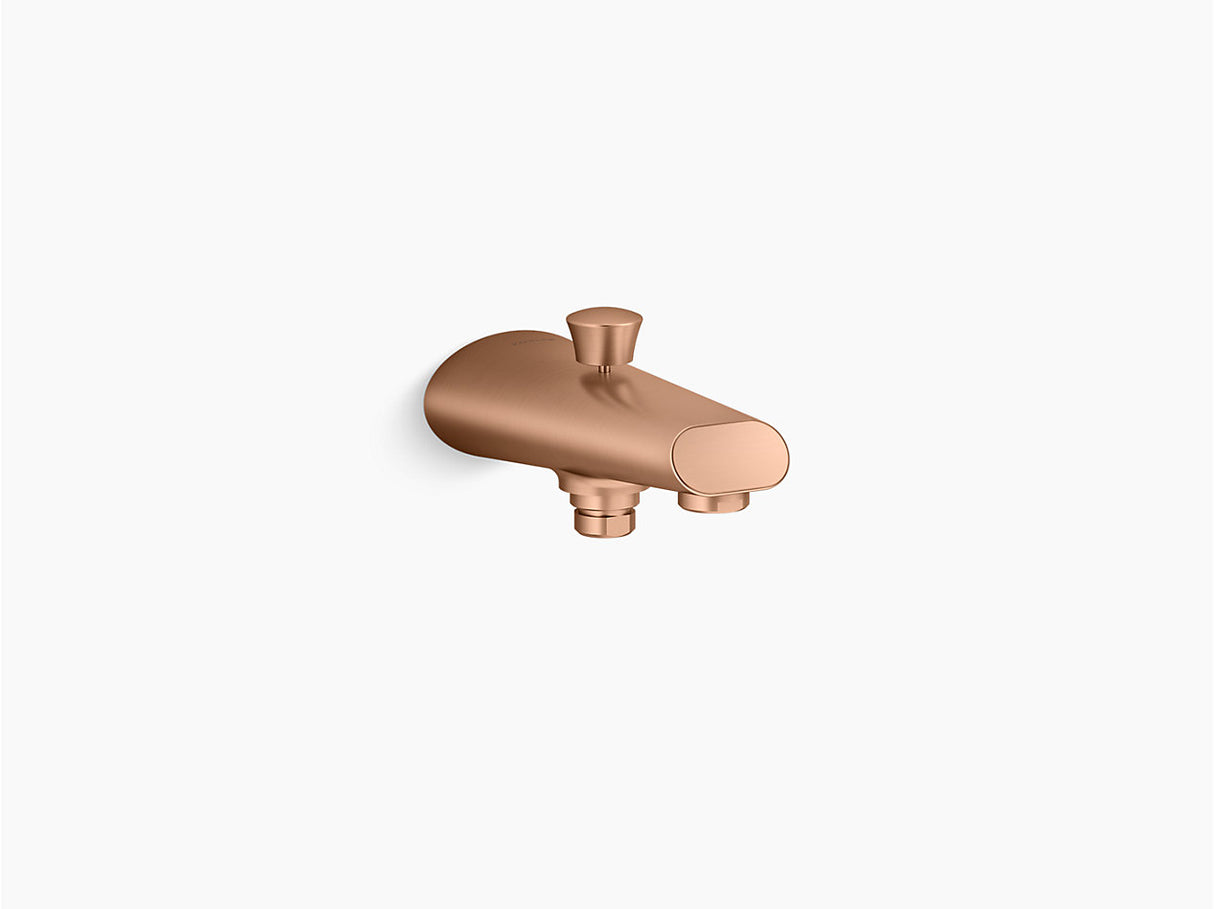 COMPLEMENTRY BATH SPOUT WITH DIVERTER , FLAT FACE - KOHLER POPULAR - ( VIBRANT BRUSHED ROSE GOLD - POPULAR - 0x15 mm - 0inchX0.5inch )