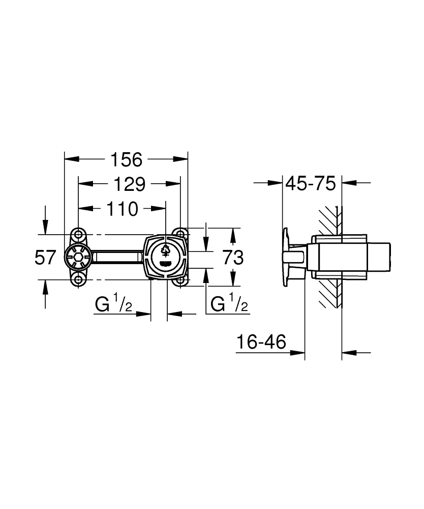 1-HANDLE MIXER, CONCEALED BODY - GROHE - ( CHROME - G3 - NON RAPIDO - 0x15 mm - 0inchX0.5inch )