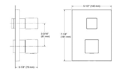 AUTO SENSE RECESSED THERMOSTATIC BATH & SHOWER VALVE TRIM WITH SQUARE HANDLES - KOHLER PREMIUM - ( BRUSHED ROSE GOLD - PREMIUM - 0x15 mm - 0inchX0.5inch )