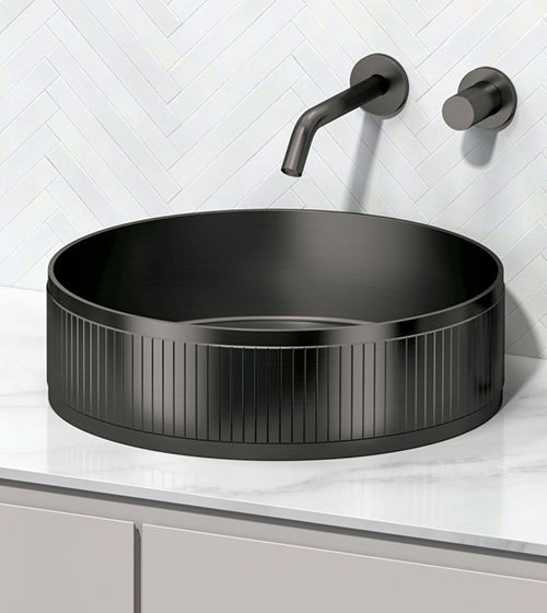 TABLE MOUNTED WASH BASIN W/POP - AQUANT -  ( GRAPHITE GREY - SS 304 - 400x120 mm - 16inchX4.8inch )