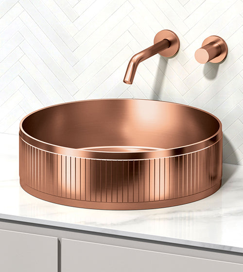 TABLE MOUNTED WASH BASIN W/POP - AQUANT -  ( MATT ROSE GOLD -  - 400x120 mm - 16inchX4.8inch )