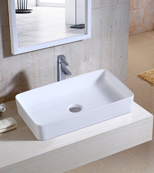 TABLE MOUNTED WASH BASIN - AQUANT - ( GLOSSY WHITE - - 615x360 mm - 25inchX15inch )