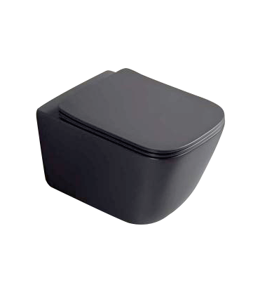 WALL HUNG WC WITH UF SOFT CLOSE SLIM SEAT COVER, HINGES, ACCESSORIES SET ( BOLT DISTANCE 7INCH) - LUXELET - ( GREY - CULLINAN COLLECTION - 510x345x350 mm - 20.4inchX13.8inchX14inch )