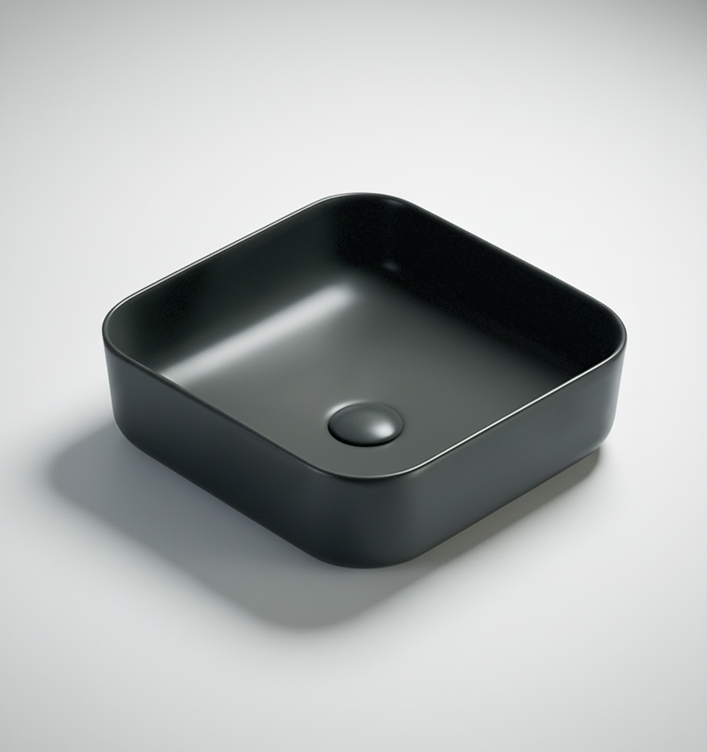 TABLE TOP WASH BASIN WITHOUT WASTE COUPLING - LUXELET - ( GREY - ORRA COLLECTION - 385x385x135 mm - 15.4inchX15.4inchX5.4inch )