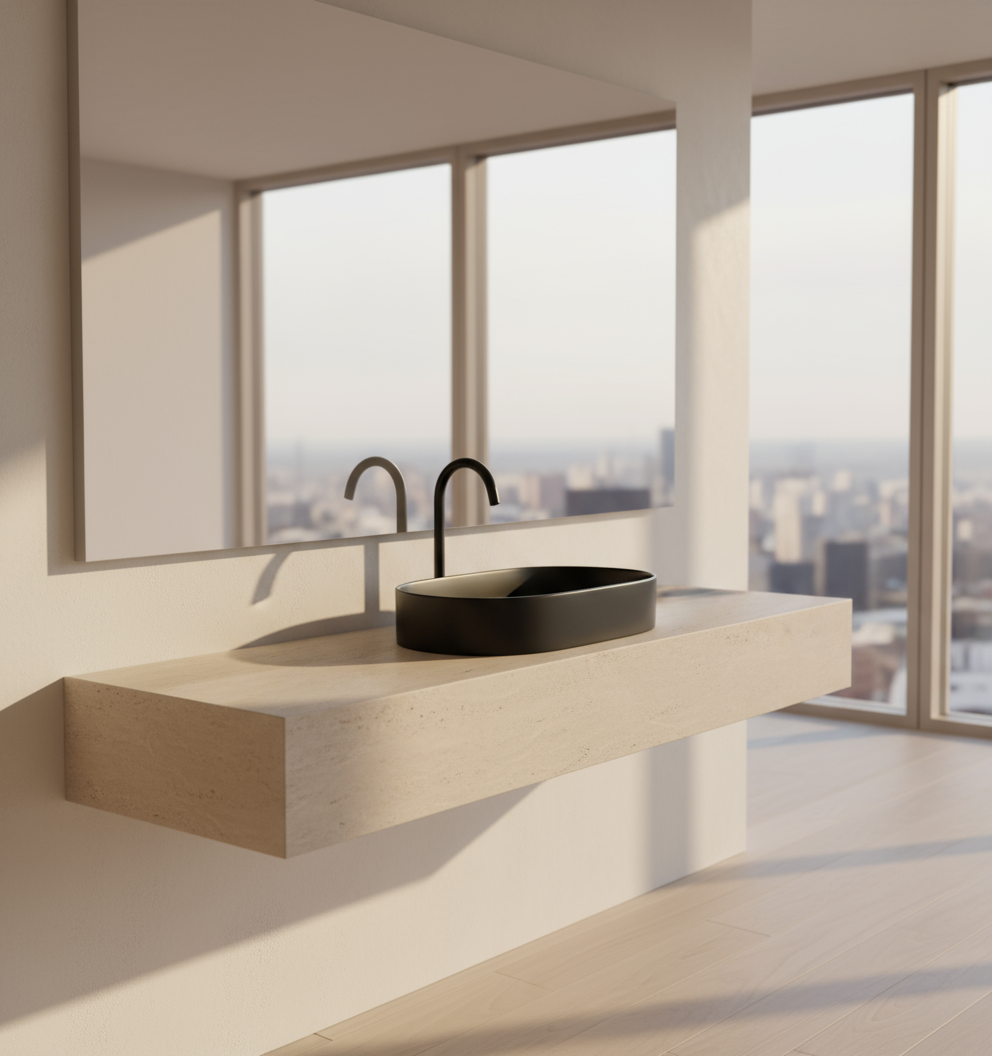 TABLE TOP WASH BASIN WITHOUT WASTE COUPLING - LUXELET - ( BLACK - SPECTRE COLLECTION - 600x380x122 mm - 24inchX15.2inchX4.88inch )