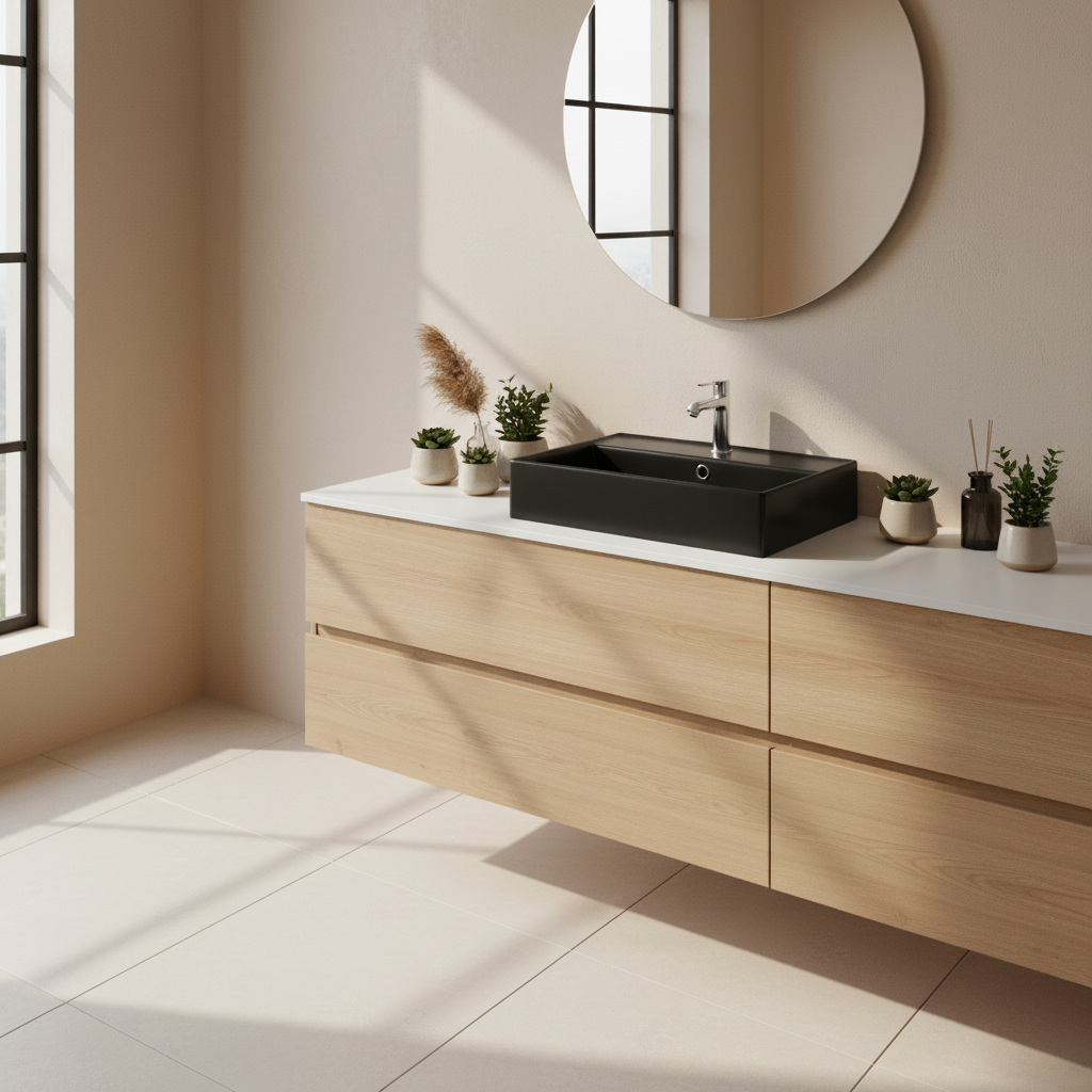 TABLE TOP WASH BASIN WITH TAP HOLE AND OVERFLOW, WITHOUT WASTE COUPLING - LUXELET - ( BLACK - NEOTRA COLLECTION - 500x350x120 mm - 20inchX14inchX4.8inch )