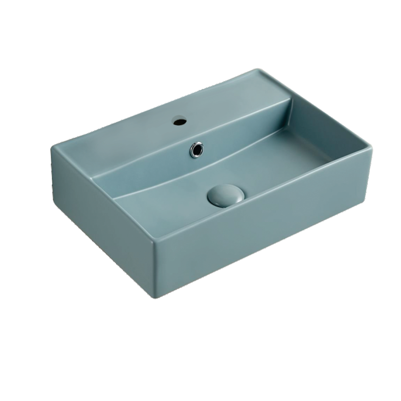 TABLE TOP WASH BASIN WITH TAP HOLE AND OVERFLOW, WITHOUT WASTE COUPLING - LUXELET - ( FOREST GREEN - NEOTRA COLLECTION - 500x350x120 mm - 20inchX14inchX4.8inch )
