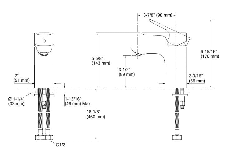 ALEO-SL BASIN MIXER W/PEPS - KOHLER PREMIUM -  ( BRUSHED BRONZE - PREMIUM - 0x15 mm - 0inchX0.6inch )