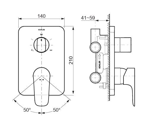 SL DIVERTER AQUA TURBO 360 TRIM - KOHLER PREMIUM -  ( POLISHED CHROME - PREMIUM - 0x15 mm - 0inchX0.5inch )