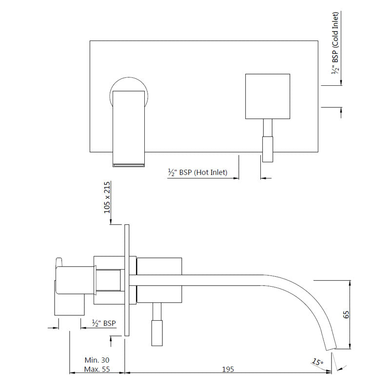 CONCEALED BODY FOR SINGLE LEVER BASIN MIXER - ARTIZE FAUCET - ( CHROME - LEONE - 0x15 mm - 0inchX0.5inch )