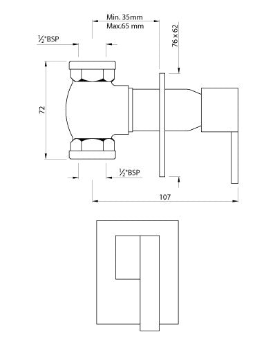 CONCEALED STOP COCK WITH ADJUSTABLE WALL FLANGE - ARTIZE FAUCET - ( CHROME - LE BLANC - 0x15 mm - 0inchX0.5inch )