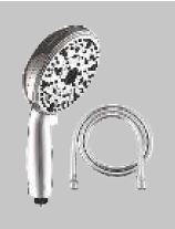 ABS MULTI FUNCTION HAND SHOWER WITH 7 FLOWS (MIST, COLUMNAR FOAM, SPRAY, MASSAGE,BUBBLE & SPRINKLE) WITH 1.5 MTR PVC HOSE - AQUANT - (CHROME - - 0x125 mm - 0inchX5inch)