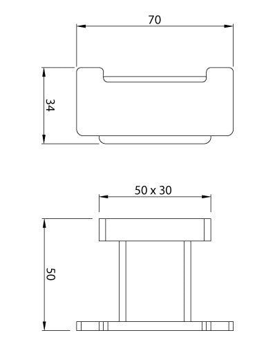 DOUBLE COAT HOOK - ARTIZE FAUCET - ( CHROME - QUADRA - 0x0 mm - 0inchX0inch )