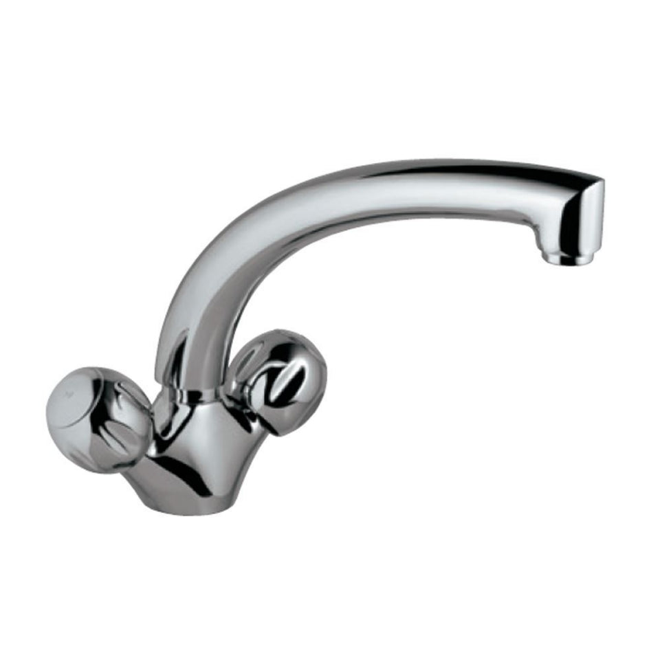TABLE MOUNTED SINK MIXER WITH EXTENDED SPOUT & 450MM LONG BRAIDED HOSES - JAQUAR FAUCETS - ( CHROME - CLARION - 0x15 mm - 0inchX0.5inch )