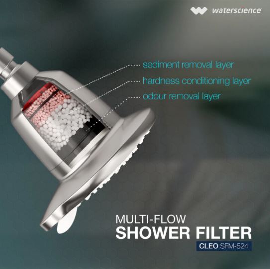 CLEO MULTI-FLOW SHOWER FILTER WITH SHOWER & ARM (HIGH HARDNESS CARTRIDGE) - SUNDRY - (CHROME - WATERSCIENCE - 0x0 mm - 0inchx0inch)