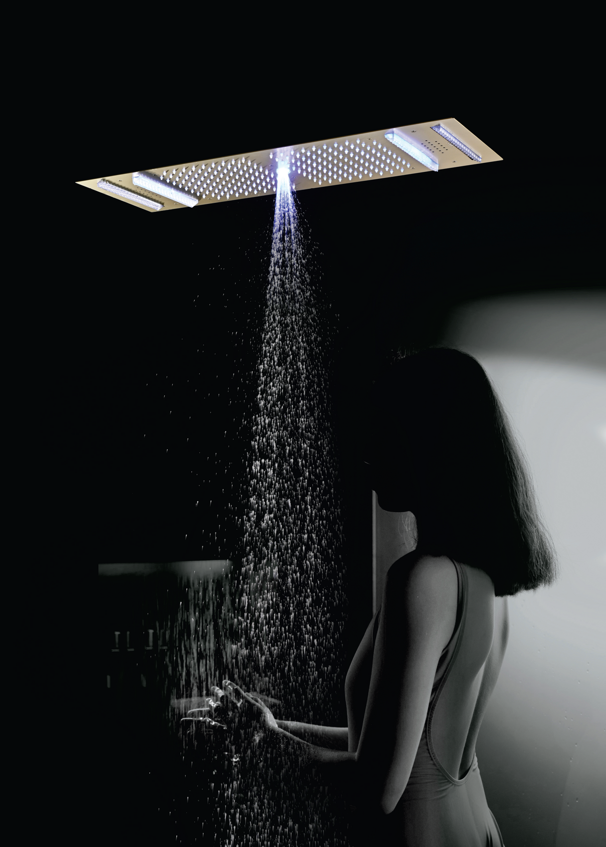 HYDRA LED CEILING SHOWER 4 FLOW WITH INST KIT - LUXELET - ( CHROME - MIK - 900x300 mm - 36inchX12inch )