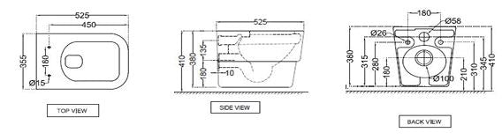 WALL HUNG WC BLIND INST.RIMLESS W/S/C ( BOLT DISTANCE 7INCH)- JAQUAR SWARE - ( - - 0x0 mm - 0inchX0inch )