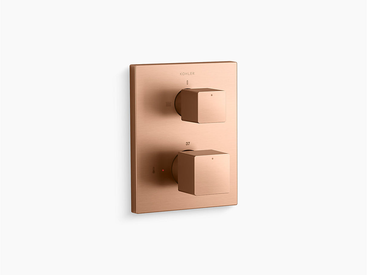 AUTO SENSE RECESSED THERMOSTATIC BATH & SHOWER VALVE TRIM WITH SQUARE HANDLES - KOHLER PREMIUM - ( BRUSHED ROSE GOLD - PREMIUM - 0x15 mm - 0inchX0.5inch )