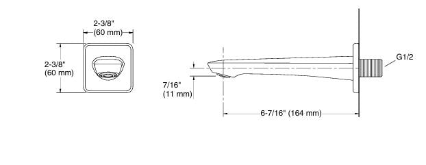 ENGAGE TM WALL-MOUNT BATH SPOUT W/O DIVERTER - KOHLER PREMIUM - ( POLISHED CHROME - PREMIUM - 0x15 mm - 0inchX0.5inch )