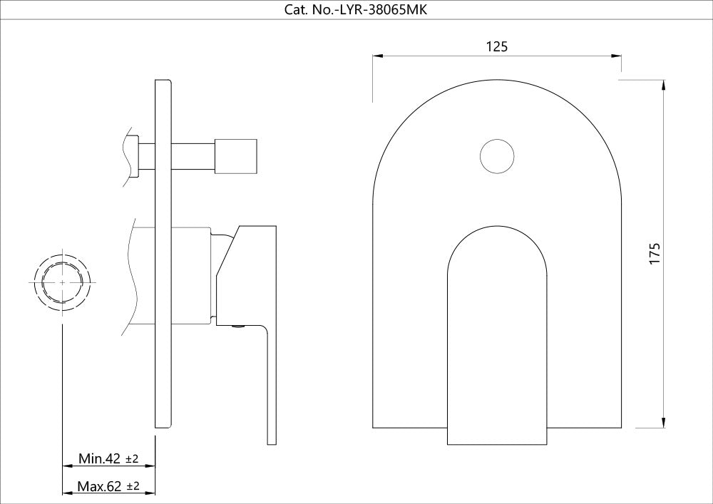 SINGLE LEVER EXPOSED PARTS KIT OF DIVERTER CONSISTING OF OPERATING LEVER, CARTRIDGE SLEEVE, WALL FLANGE (WITH SEALS)& BUTTON ASSEMBLY SLEEVE & BUTTON (COMPATIBLE WITH ALD-065M)- JAQUAR FAUCETS - ( CHROME - LYRIC - 0x15 mm - 0inchX0.5inch )